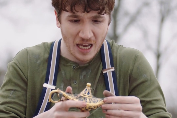 Young Steven with Lamp in Eli Baran is a Genie in a Magic Lamp Movie