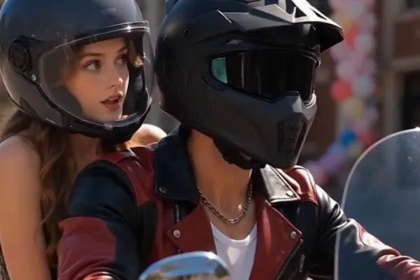 Jacob and Olivia on Bike from Tempted by My Bad Boy Stepbrother YouTube Movie